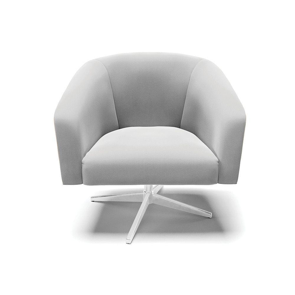 Kit 02 Poltronas Giratória Stella Suede Base Cromada Cinza - 7