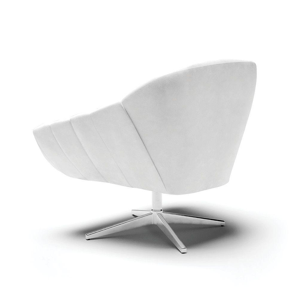 Kit 02 Poltronas Giratória Corano Branco Base Cromada - 5