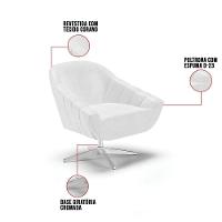 Kit 02 Poltronas Giratória Corano Branco Base Cromada - 3