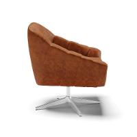 Poltrona Giratória Corano Base Cromada Nozes - 6