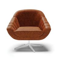 Poltrona Giratória Corano Base Cromada Nozes - 7