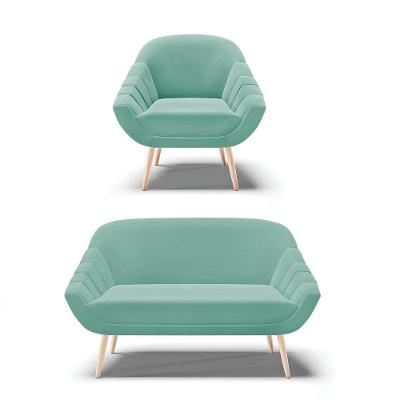 Kit 01 Namoradeira E 01 Poltrona Suede Azul Turquesa