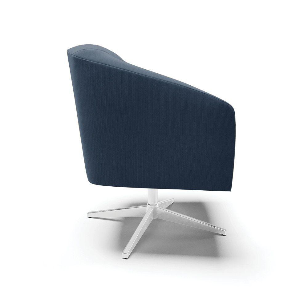 Poltrona Giratória Stella Suede Base Cromada Azul Marinho - 6