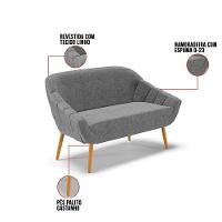 Kit 1 Namoradeira E 1 Poltrona Linho Grafite A26 Castanho - 5