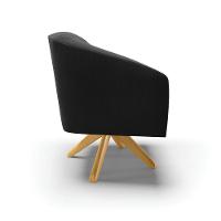 Poltrona Giratória Stella Suede Base Madeira Ma30 - D'rossi Cor Preto - 6