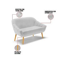 Kit 01 Namoradeira E 01 Poltrona Linho Cinza A05 Castanho - 5