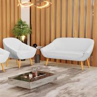 Kit 01 Namoradeira E 01 Poltrona Linho Cinza A05 Castanho - 8