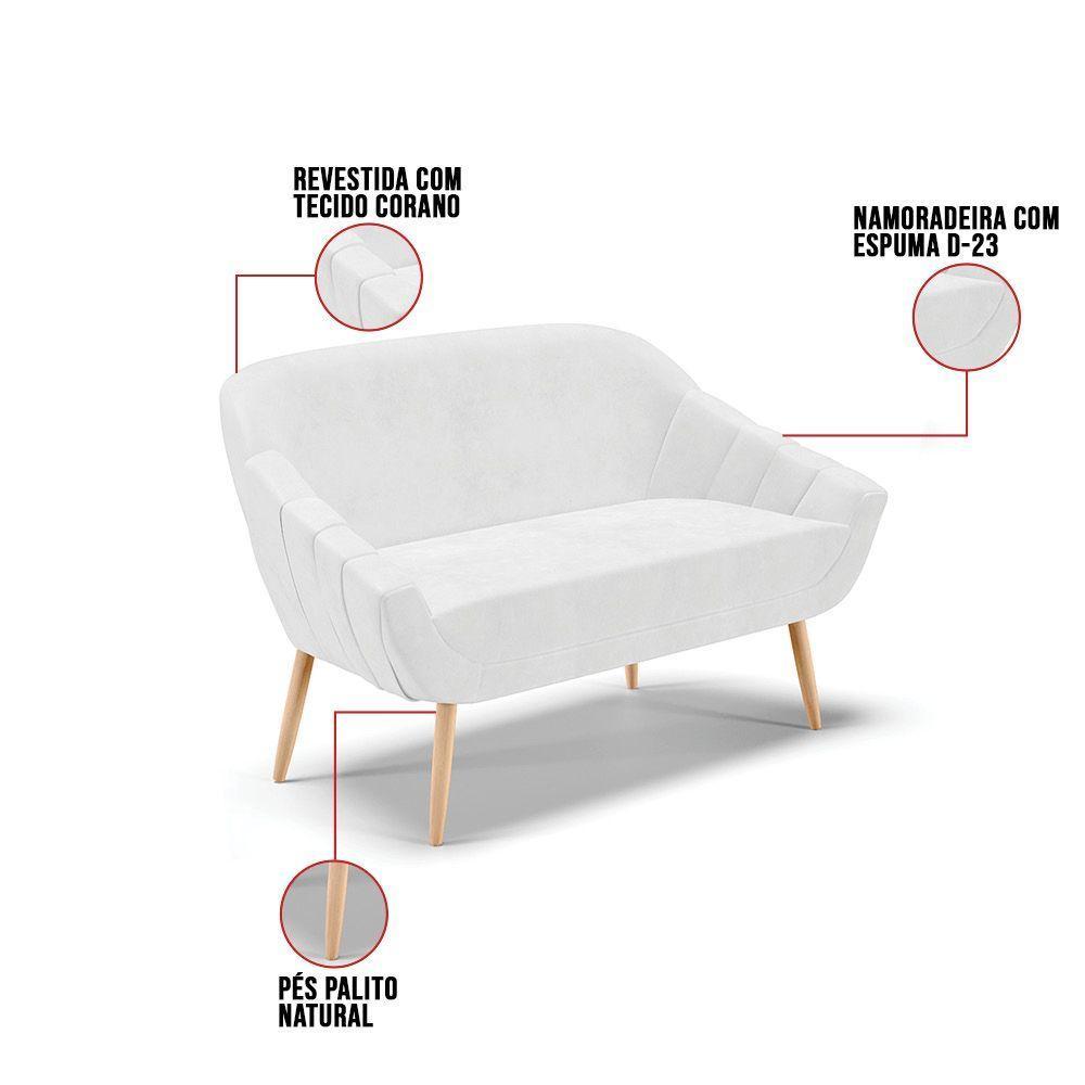 Kit 01 Namoradeira E 02 Poltronas Corano Branco Natural - 5