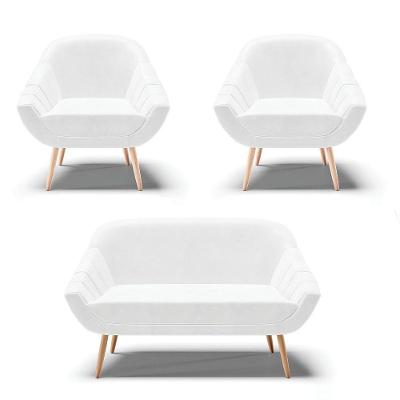 Kit 01 Namoradeira E 02 Poltronas Corano Branco Natural
