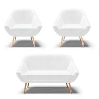 Kit 01 Namoradeira E 02 Poltronas Corano Branco Natural - 1