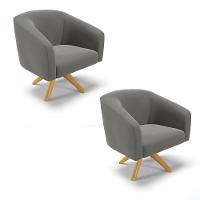 Kit 02 Poltronas Giratória Stella Suede Grafite - 1