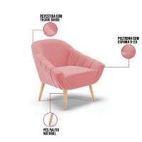 Kit 01 Namoradeira E 02 Poltronas Suede Natural Rose