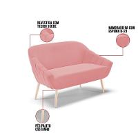 Kit 01 Namoradeira E 02 Poltronas Suede Natural Rose - 5