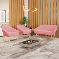 Kit 01 Namoradeira E 02 Poltronas Suede Natural Rose - 8