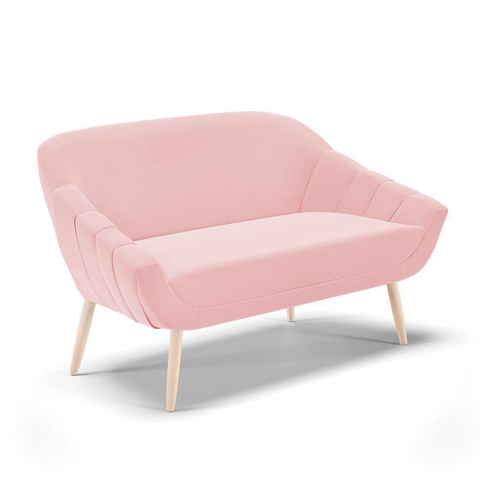 Kit 01 Namoradeira E 02 Poltronas Suede Natural Rosa Bebê - 7