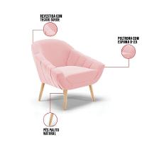 Kit 01 Namoradeira E 02 Poltronas Suede Natural Rosa Bebê