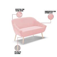 Kit 01 Namoradeira E 02 Poltronas Suede Natural Rosa Bebê - 5