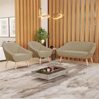 Kit 01 Namoradeira E 02 Poltronas Suede Natural Marrom Rato - 8