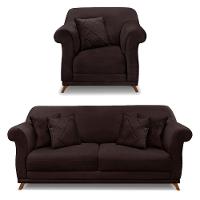 Kit Poltrona E Sofá 2 Lugares 1,60m Marrom Café - 1