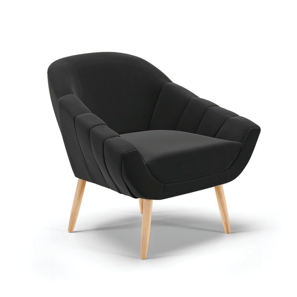 Kit 01 Namoradeira E 02 Poltronas Suede Natural Preto - 6