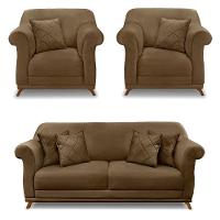 Kit 2 Poltronas E Sofá 2 Lugares 1,80m Caramelo - 1