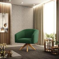 Poltrona Giratória Stella Veludo Base Madeira Ma30 - D'rossi Cor Verde - 8