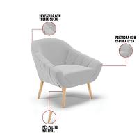 Kit 01 Namoradeira E 02 Poltronas Suede Natural Cinza