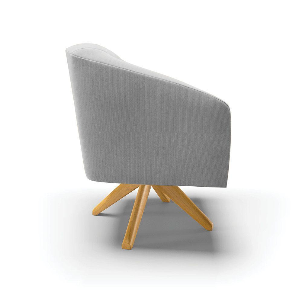 Poltrona Giratória Stella Suede Base Madeira Ma30 - D'rossi Cor Cinza - 7