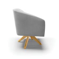 Poltrona Giratória Stella Suede Base Madeira Ma30 - D'rossi Cor Cinza - 10