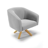 Poltrona Giratória Stella Suede Base Madeira Ma30 - D'rossi Cor Cinza - 14