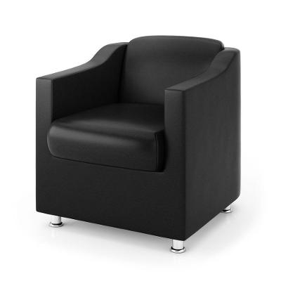 Poltrona Decorativa Tilla Para Sala de Estar e Escritório Courino Preto Balaqui Decor