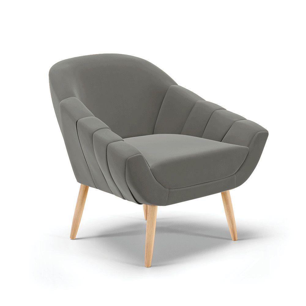 Kit 01 Namoradeira E 02 Poltronas Suede Natural Grafite - 6