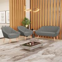 Kit 01 Namoradeira E 02 Poltronas Suede Natural Grafite - 8