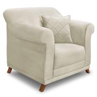 Kit Poltrona E Sofá 2 Lugares 1,80m Veludo Pés Castanho Bege - 6