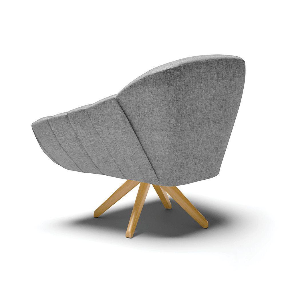 Poltrona Giratória Linho Grafite A26 Base De Madeira Ma30 - 5