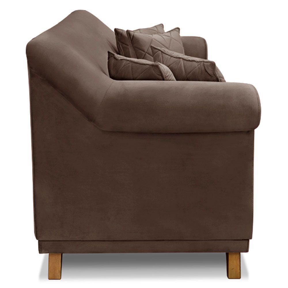 Kit Poltrona E Sofá 2 Lugares 1,80m Veludo Marrom - 7