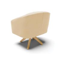 Poltrona Giratória Stella Suede Base Madeira Ma30 - D'rossi Cor Bege - 6