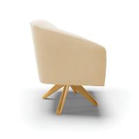 Poltrona Giratória Stella Suede Base Madeira Ma30 - D'rossi Cor Bege - 7