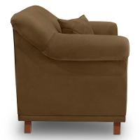 Poltrona Para Sala De Estar Suede Caramelo Pés Castanho - 5