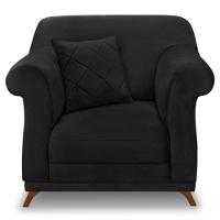 Kit 2 Poltronas Para Sala De Estar Suede Preto Pés Castanho - 7