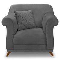 Kit 2 Poltronas Para Sala De Estar Suede Cinza Pés Castanho - 7