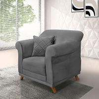 Kit 2 Poltronas Para Sala De Estar Suede Cinza Pés Castanho - 8