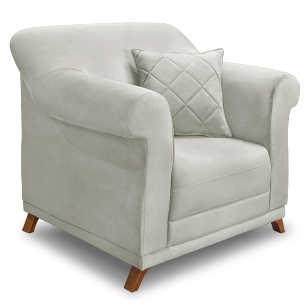 Kit 2 Poltronas E Sofá 2 Lugares 1,60m Veludo Cinza Prata - 6