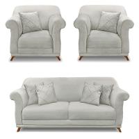 Kit 2 Poltronas E Sofá 2 Lugares 1,60m Veludo Cinza Prata - 1