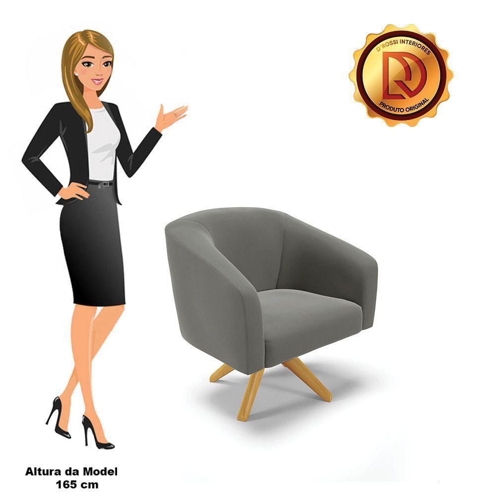 Kit 02 Poltronas Giratória Stella Suede Grafite - 4