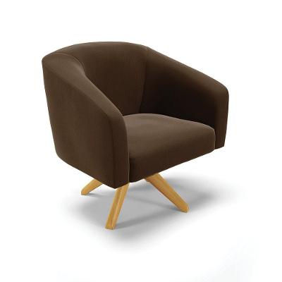Poltrona Giratória Stella Suede Base Madeira Ma30 - D'rossi Cor Marrom