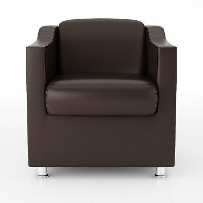 Poltrona Para Recepção Tilla Corino Marrom Balaqui Decor