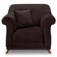 Poltrona Para Sala De Estar Suede Marrom Café Pés Castanho - 6