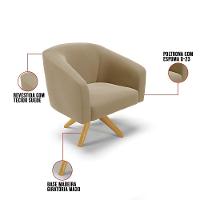 Kit 02 Poltronas Giratória Stella Suede Marrom Rato - 3