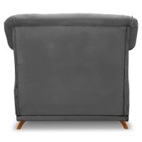 Poltrona Para Sala De Estar Suede Cinza Pés Castanho